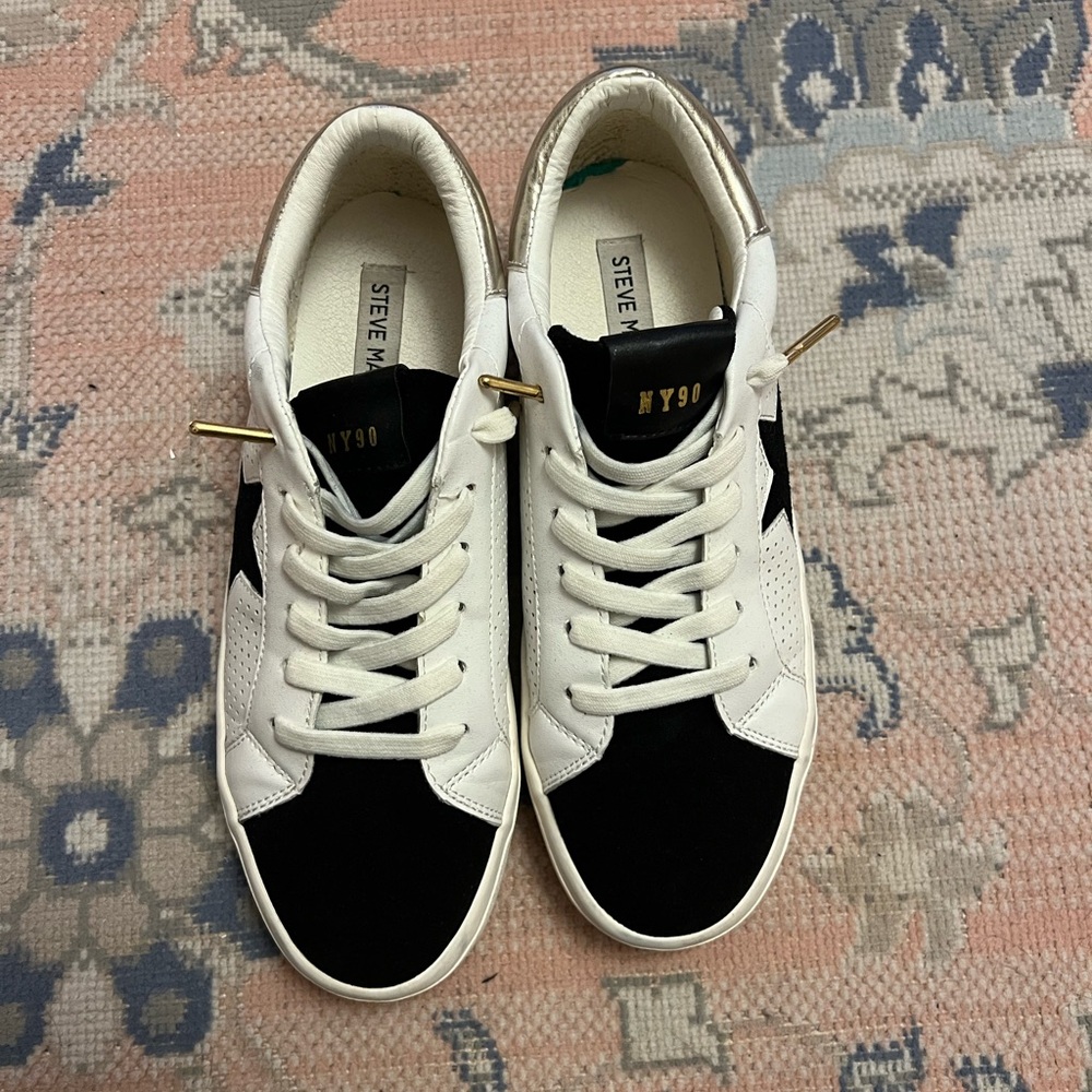 Steve Madden Women's Black, White, and Silver Star Sneakers - Picture 2 of 3